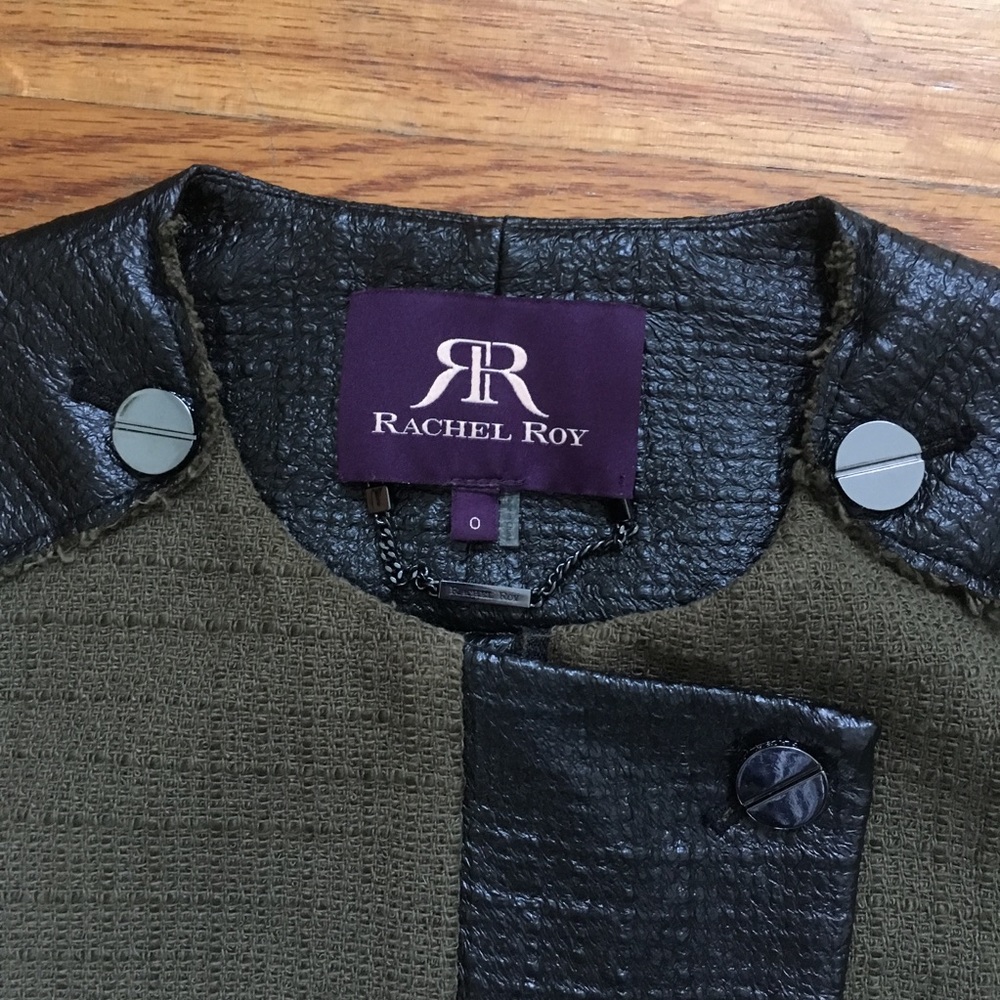 Rachel Roy Green Tweed Jacket Size 0 EUC - Picture 3 of 8